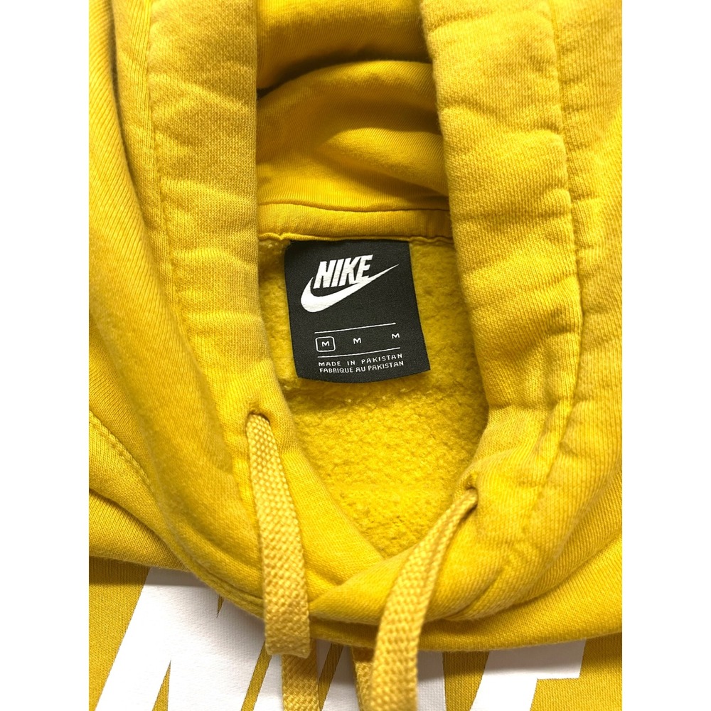 Nike Mens Mustard Yellow Futura Logo Pullover Hoodie NK110 Medium Y2K Style - Picture 2 of 7